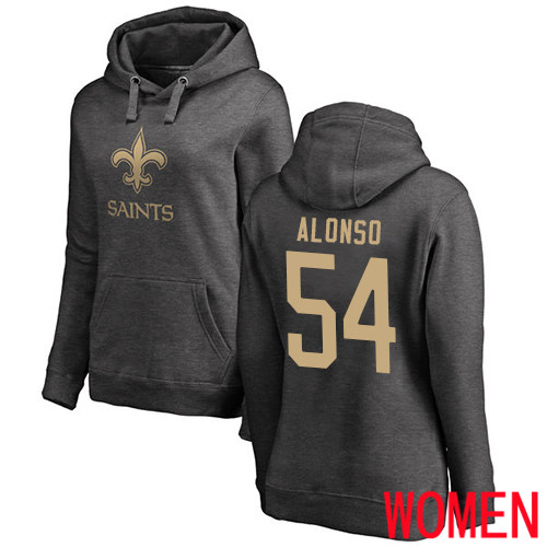 New Orleans Saints Ash Women Kiko Alonso One Color NFL Football #54 Pullover Hoodie Sweatshirts